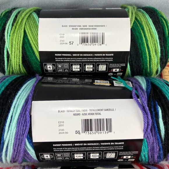 Red Heart Granny Square Yarn Teal + Hot Stuff + Verdant Vine Acrylic 417yd x 3 - Picture 5 of 6